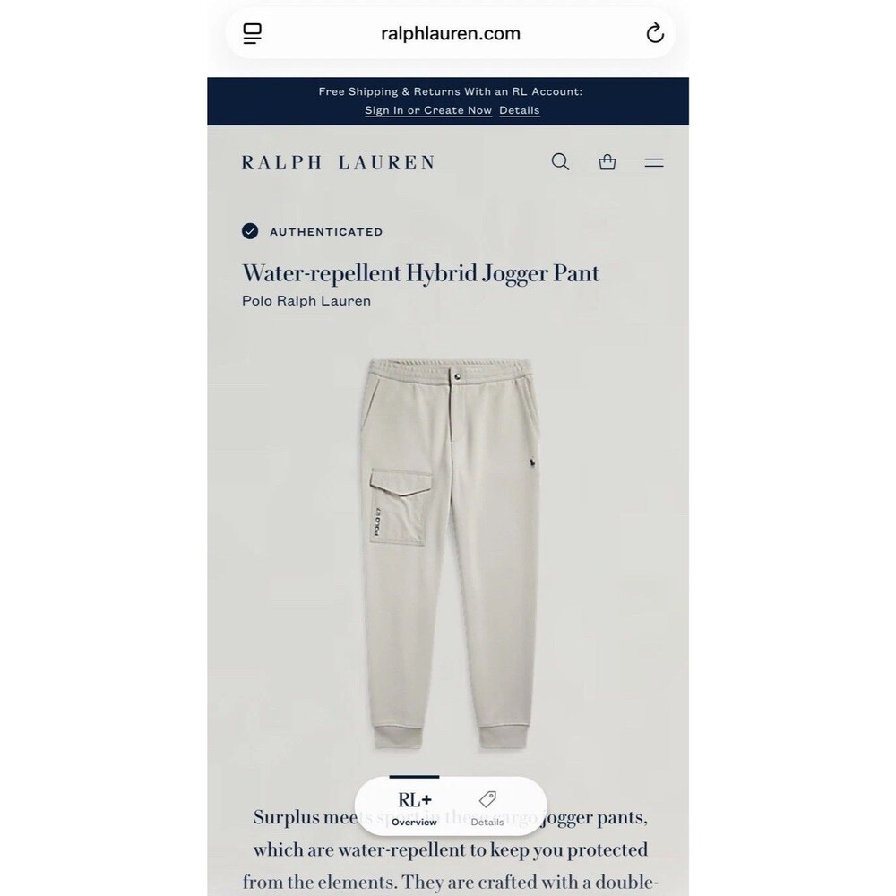 Polo Ralph Lauren Water-repellent Hybrid Jogger Pant Men's Size Small - Picture 3 of 7